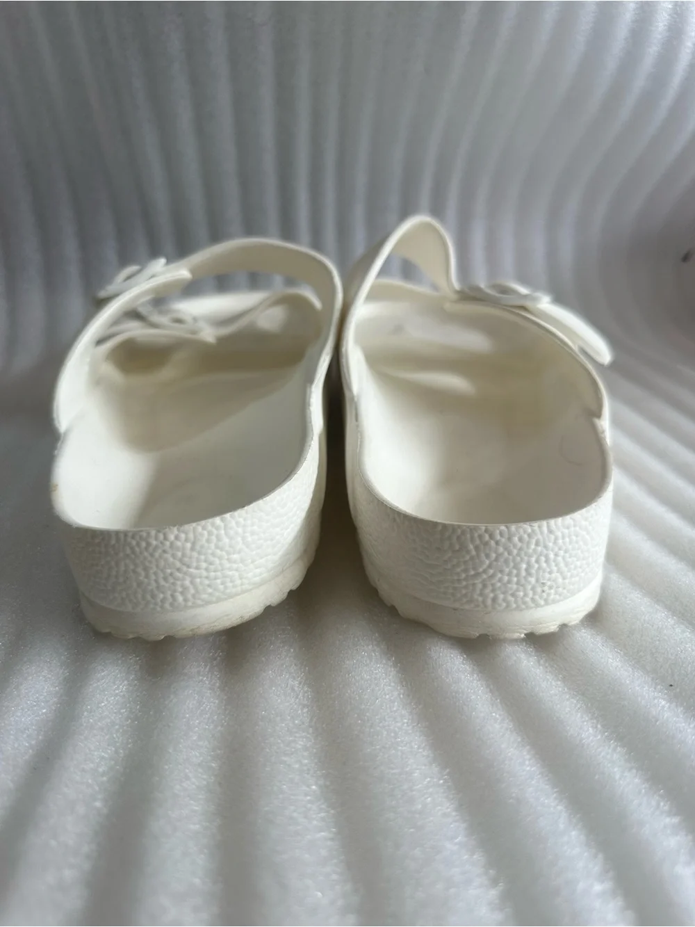 Men’s Birkenstock White Two-Strap Slide Sandals